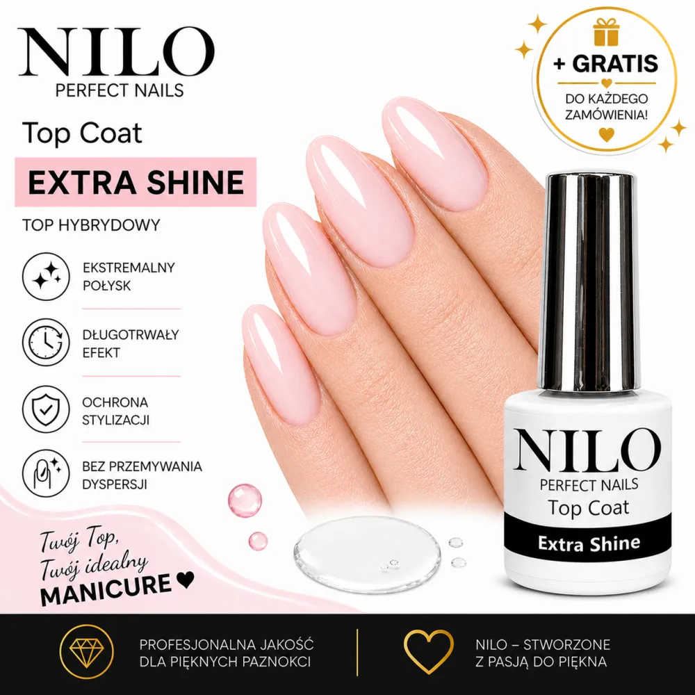 Top Hybrydowy Extra Shine z przemywaniem 10ml NILO Perfect Nails
